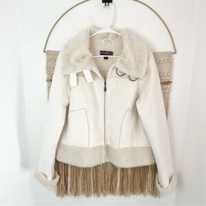 VTG Y2K Mudd Shearling Suede Coat Size L
